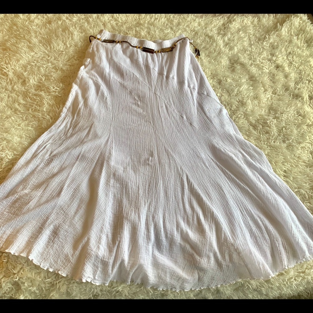 AGB White Long Skirt with Over and Under Layers.